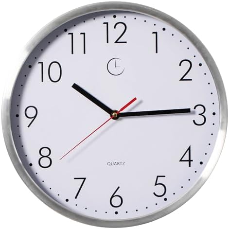 Clockswise 12" Waterproof Aluminum Wall Clock Battery Operated Precision Quartz Movement Weather Resistant Metal Frame for Indoor Outdoor Bathroom Kitchen Patio Garden Living Room Office & Home Décor