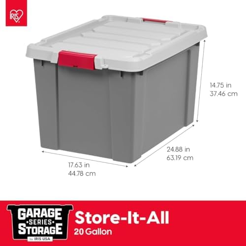 IRIS USA 6-Pack 20 Gal Heavy Duty Lockable Storage Totes with lids, Gray