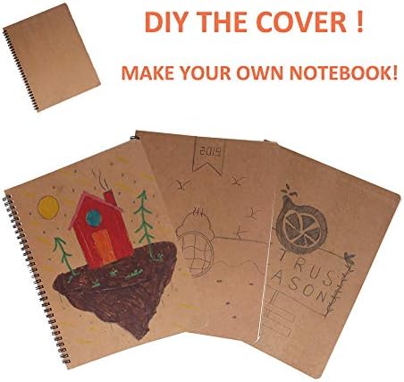 zmybcpack 3 Pack Spiral Blank Journal Notebook, 8 x 10.5 inch Sketchbooks