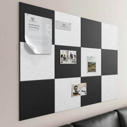 48"x36" Felt Corkboard Bulletin Board,TSJ OFFICE,12 Pack Wall,Black ＆ White