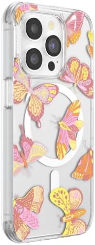 PopSockets iPhone 14 Pro Phone Case with MagSafe- Sunset Mariposa | Magnetic, Wireless Charging, Camera & Drop Protection, Butterfly, Moth, Luna, Western, Boho, Aesthetic