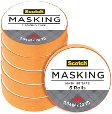 Scotch Expressions Masking Tape, .94 in x 20 yd, 6 Rolls/Pack, Tangerine