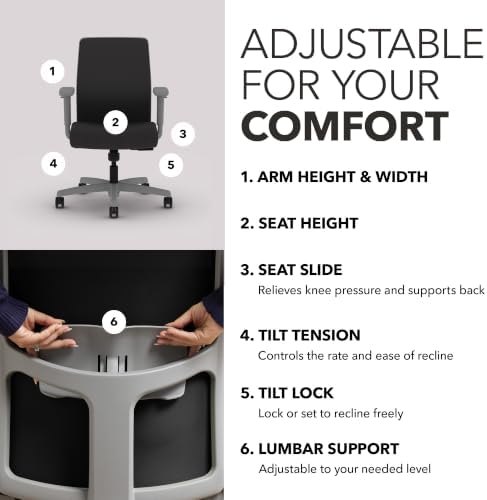 HON Ignition 2.0 Low Back Ergonomic Office Chair, Desk Chair, Onyx