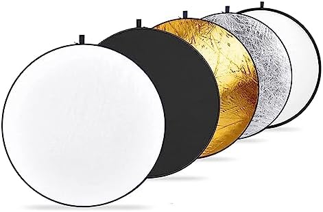NEEWER 12 Inch/30 Centimeter Light Reflector Light Diffuser 5 in 1 Collapsible Multi Disc with Bag - Translucent, Silver, Gold, White, and Black for Studio Photography Lighting and Outdoor Lighting