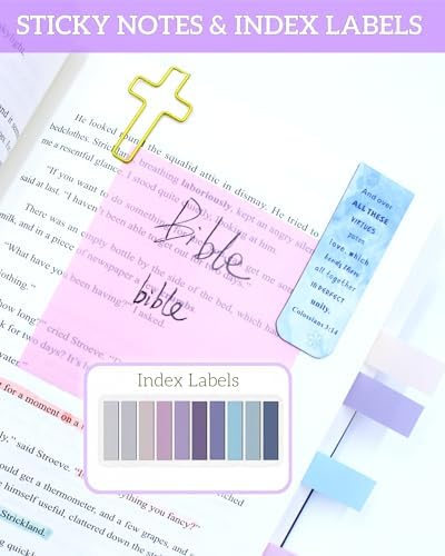65 Pcs Bible Study Supplies-Bible Journaling Kit for Women,Aesthetic Bible Study Tools with Pencil Case Bible Highlighters Bible Tabs and Pens,Mothers Day Christian Gifts for Women (Purple)