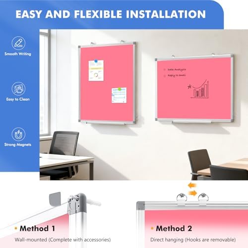 Double-Sided White Board Dry Erase Magnetic Whiteboard Wall 24x18 Pink