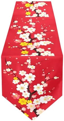 ALAZA Double-Sided Japaneses Sakura Tree Cherry Bloom Table Runner 14x108 Inches Long,Table Cloth Runner for Wedding Birthday Party Kitchen Dining Home Everyday Decor