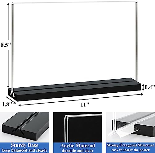 Acrylic Sign Holder 11x8.5 '' Horizontal T-Shaped Clear Double-Sided Table Menu Stands Plastic Picture Frames Display Desktop Display Holders for Wedding Table,Restaurant Signs,Office, Store,6 Pack