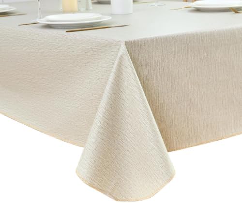 LIBERECOO Heavy Duty Vinyl Tablecloth with Flannel Backing Waterproof Oil-Proof Plastic Table Cloth Stain-Resistant Wipeable Rectangle or Square Table Cover for Indoor and Outdoor 54 x 54 Inch