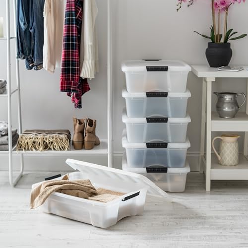 IRIS USA 6-Pack 27 Quart Storage Bins with Lids, Pearl