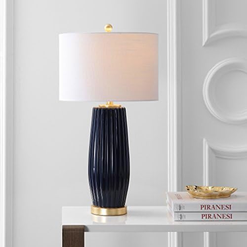 JONATHAN Y Roman Table Lamp 28.5" Modern Ceramic for Living Room, Navy