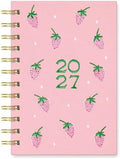 Orange Circle Studio 2027 Berry Bliss Emery Pocket Planner, 12-Month Weekly & Monthly Calendar, Spiral Bound 4.5 x 6.5 In, Pink Embroidered Cover, Compact Daily Planner Notebook for Women, Travel Size