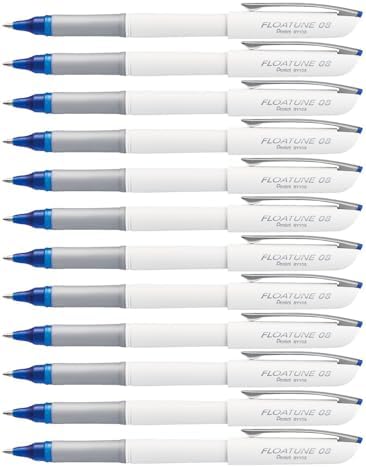 Pentel Floatune Rollerball, 0.8mm Medium Line, Blue Ink, 12 Pack