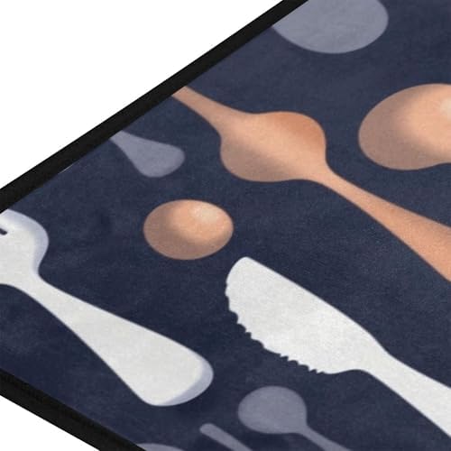 Aslsiy Kitchen Rug Cutlery Utensil Fork Knife Area Rug Spoon Floor Comfort Mats Welcome Mat for Bedroom Living Room Doormats Home Decor 39" X 20"