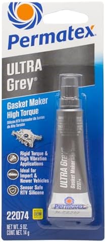 Permatex 22074 Ultra Grey Rigid High-Torque RTV Silicone Gasket Maker, 0.5 oz.