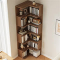 Vertical Lumber Wall Corner with 6 Shelves/5 Shelves & Closed Back Bookshelf Rack Floor Student Corner Cabinet Wall Multi-Layer Storage Cabinet Bookcase Dark Walnut 24" L x 24" W x 75" H