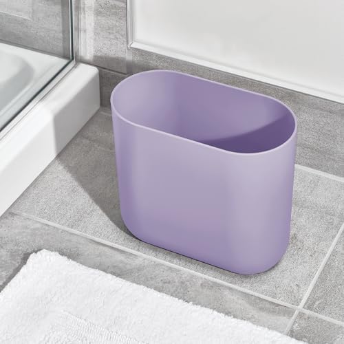 iDesign Small Slim Plastic Bathroom Trash Can, Purple
