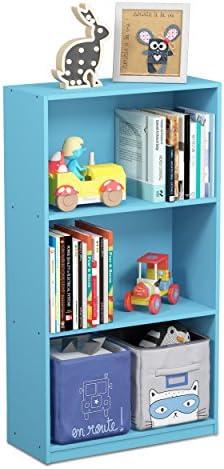 Furinno Basic 3-Tier Book Shelf with Open Shelves, Light Blue