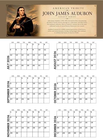 JJ Audubon Tribute Desert Birds Calendar 2027 Monthly Wall Calender 12 Month