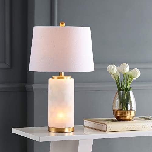 JONATHAN Y Eliza 25.5" Alabaster 2-Light Table Lamp, White/Gold Leaf