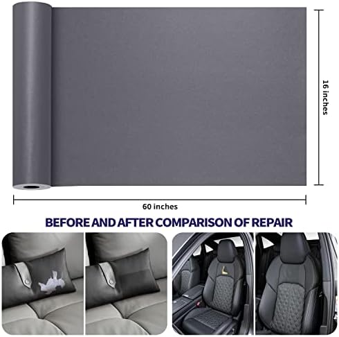 Leather Repair Patch Tape Kit, Self Adhesive Leather Repair for Furniture, Couch, Sofa, Car Seats,Office Chair,Vinyl Repair Kit.60inx16in