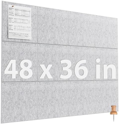 MaxGear Felt Bulletin Board 48" x 36", Light Gray Felt Wall Tile Wall Decor