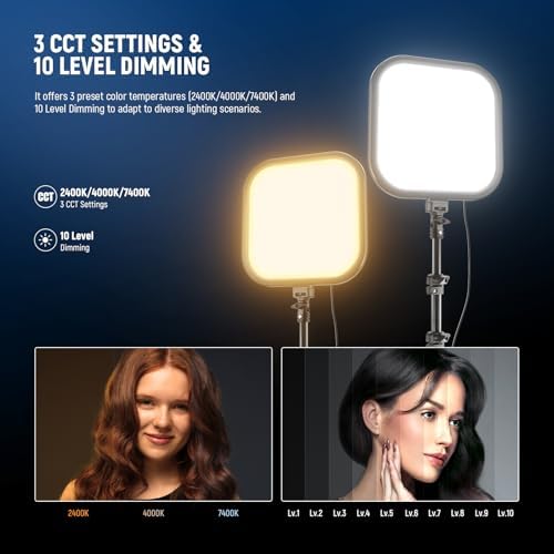 NEEWER Basics 2 Pack 15W 10.8" LED Video Light Panel Lighting Kit with 63" Tripod Stands, Edge Lit Bi Color Dimmable Studio Light 816lux CRI95+ for Photography Filming Recording Streaming, L220