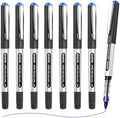 EYEYE Blue Rollerball Pen Pack of 8, 0.5mm Extra Fine Point Roller Ball Pen | Back to School Essential, Quick Drying, Liquid Ink Pens Fine Point Smooth Writing Pen for Journaling, Office Supplies