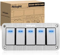 Nilight 5 Gang Rocker Switch Panel 3 Pin On Off Pre-Wired Blue LED