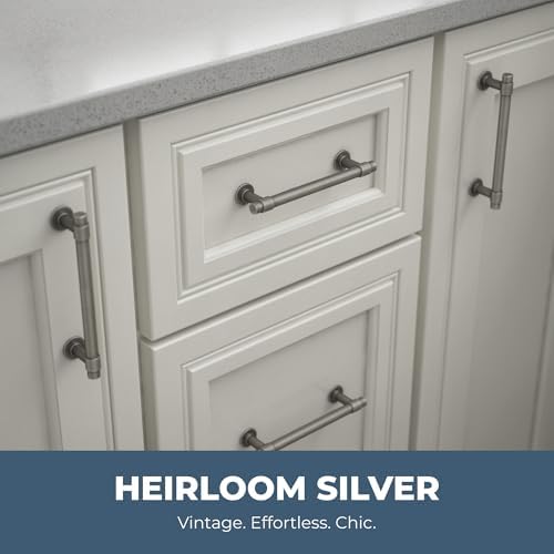 Franklin Brass Francisco (10-Pack) Cabinet Handles 5-1/16" Hole Center Vintage Pulls | Heirloom Silver Hardware Kitchen Door, Drawers, Dressers, Furniture P29618K-904-B