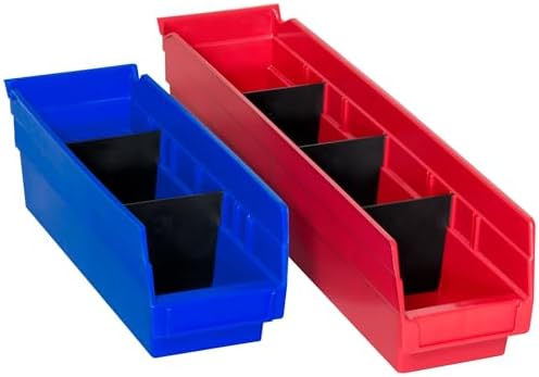 Akro-Mils 40120 Plastic Width Dividers for 4" Tall Shelf Bins, 24-Pk, Black