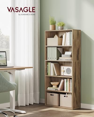 VASAGLE 5-Tier Bookshelf, Storage Organizer, 23.6 x 9.4 x 52.8 Inches