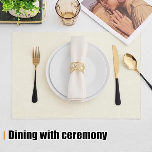 Homaxy Cloths Placemats for Dining Table Set of 4, 13" x 18", Cream
