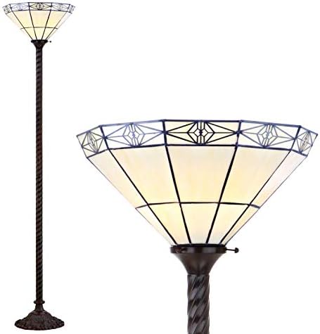 JONATHAN Y Moore Tiffany Style Torchiere Floor Lamp 68.57" Metal, Bronze
