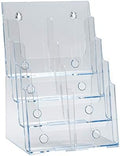 Azar Displays, 252377, Clear Four-Tier Eight-Pocket Trifold Brochure Holder, Document Holder Desk Organizer for Countertop or Wall Mount Menu Holder Display Stand for Flyers, Leaflets and Pamphlets
