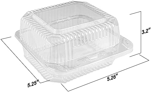 MT Products Cake Slice Container 5.25" x 5.26" x 3.17" - Clear Square Plastic Containers for Food - Disposable Dessert Containers - Deep Sandwich Containers (40 Pieces) - Made in the USA