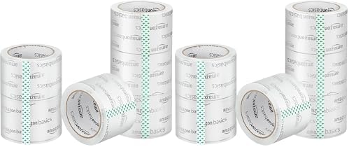 Amazon Basics 2.83 Inch Wide Packing Tape, Fits 3-Inch Dispensers, Crystal Clear, Low Odor, for Moving, Storage, Shipping and Sealing Boxes, 54.6 Yards, 12-Pack