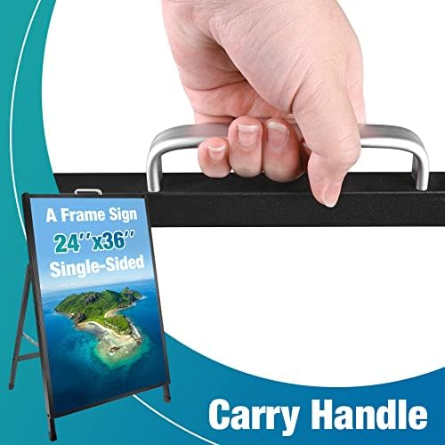 24 x 36 Inch A Frame Sign Portable Single-Sided Folding Sandwich Board with Carry Handle Heavy Duty Slide-in Sidewalk Signboard for Outdoor Street Advertising Poster