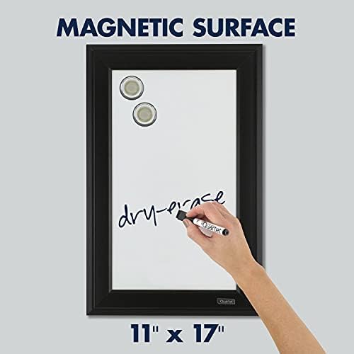 Quartet Magnetic Whiteboard, 11" x 17" Small White Board for Wall, Dry Erase Board for Kids, Perfect for Home Office & Home School Supplies, Dry Erase Marker, Magnets, Black Frame (79280)