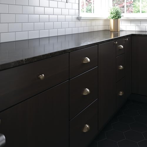 Franklin Brass 5 Pack Champagne Bronze Gold Cabinet Handles 3 inch (76mm) Kitchen Cabinet Handles and Drawer Pulls for Cupboards and Dressers | Cup Pull