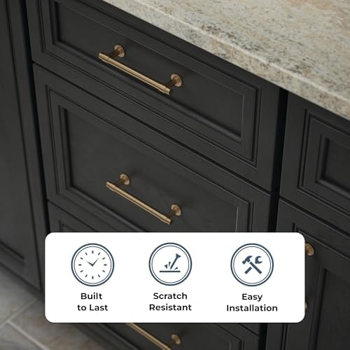 Franklin Brass (10-Pack) – Champagne Bronze Cabinet Handles, 5-1/16 Inch Hole Center, Casual Pulls for Drawers, Kitchen Cabinet Door, Dressers | Francisco