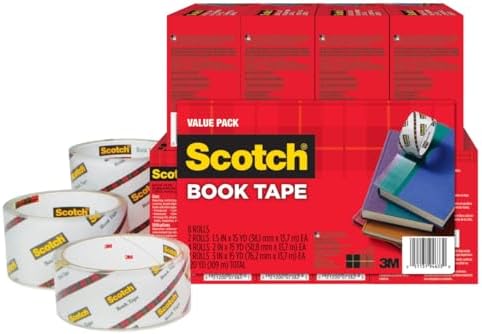 Scotch Book Tape Value Pack, Excellent for Repairing, Reinforcing Protecting, and Covering (845-VP) (Pack of 3)