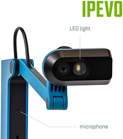 IPEVO VZ-X Wireless 8MP Document Camera, 3 Modes of Connectivity — Wi-Fi, HDMI, and USB, Compatible with Web Conferencing Software, Works Wirelessly with iOS, tvOS, and Android,Black, Blue