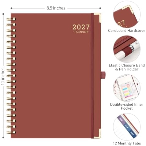 RETTACY 2027 Planner, Weekly and Monthly, Large Size (8.5" x 11")