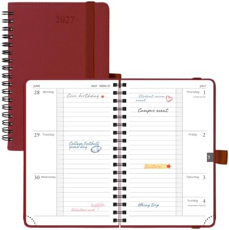 POPRUN 2027 Pocket Calendar, 4" x 6.25" Small Weekly Planner, Mini Agenda