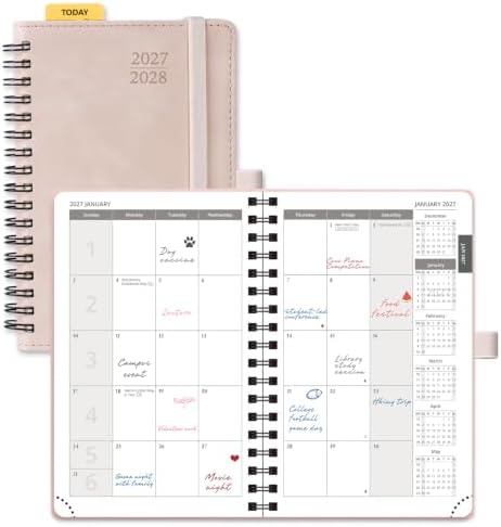 POPRUN Monthly Planner 2027-2028 (Jan.27-Jun.28),4.5"x6.25" Pocket Calendar