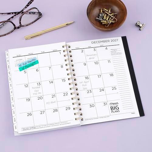Mead 2027 Planner, Weekly & Monthly, 15-Month Oct-Dec, 5.5" x 8.5", BIG PLANS, Tea Party (1834-430-27)