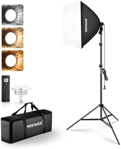 NEEWER 24"x24" 450W Equivalent Softbox Lighting Kit w Tripod Stand, NK104