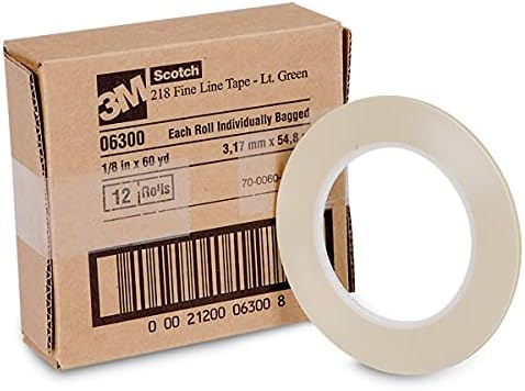 3M Scotch Fine Line Tape 218, Green, 1/8 in x 60 yd, 5.0 mil, 1 Roll