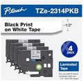 Brother Genuine P-Touch TZe-231 4-Pack Tape (TZE2314PKB) ½” (0.47” or 12mm) x 26.2 ft. (8m) Laminated Black on White, (for use with PT-D210, PT-H110, PT-D220, PT-D410, PT-D600 Label Makers)